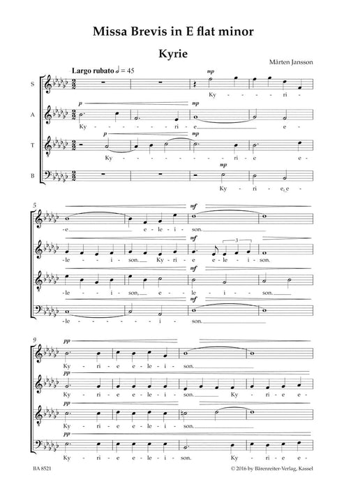 Missa brevis E-flat minor 騎熊士版 | 小雅音樂 Hsiaoya Music