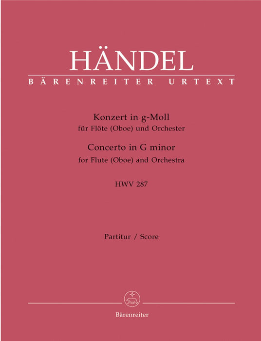 Concerto for Flute (Oboe) and Orchestra G minor HWV 287 -Urtext based on newly found source- Urtext edition based on newly found source 韓德爾 協奏曲 長笛 雙簧管 管弦樂團 騎熊士版 | 小雅音樂 Hsiaoya Music