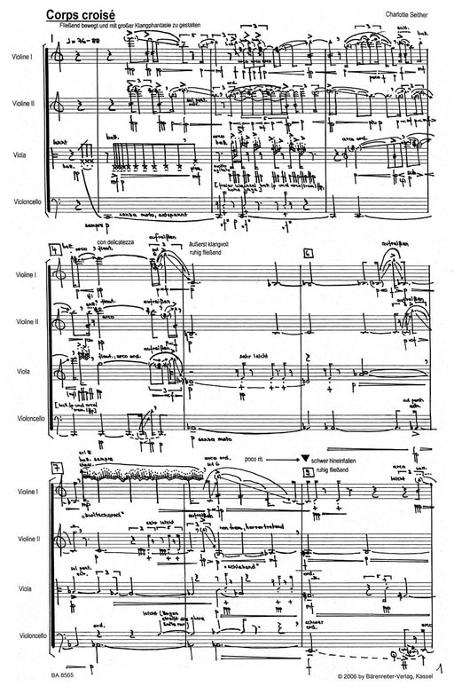 Corps Croisé für String Quartet (2002) 弦樂四重奏 騎熊士版 | 小雅音樂 Hsiaoya Music