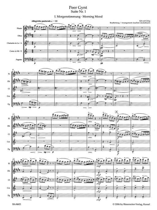 Peer Gynt Suite Suite No. 1 for Woodwind Quintet op. 46 葛利格 皮爾金組曲 木管樂器 五重奏 騎熊士版 | 小雅音樂 Hsiaoya Music