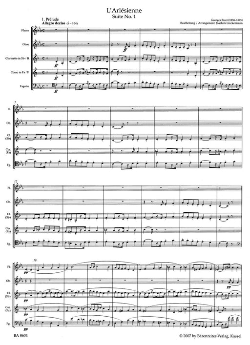 L'Arlésienne Suite für Holzblasintrumente instr.quintett Nr. 1 比才 阿萊城姑娘組曲 五重奏 騎熊士版 | 小雅音樂 Hsiaoya Music