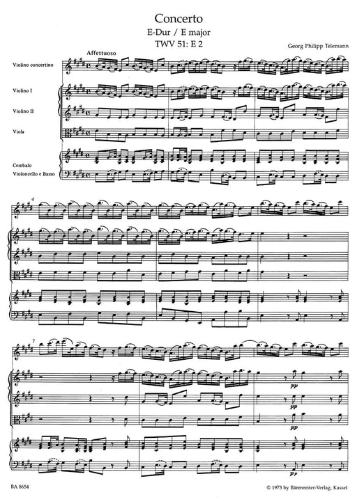 Concerto for Violin and Orchestra E major TWV 51:E2 泰勒曼 協奏曲 小提琴 管弦樂團 騎熊士版 | 小雅音樂 Hsiaoya Music