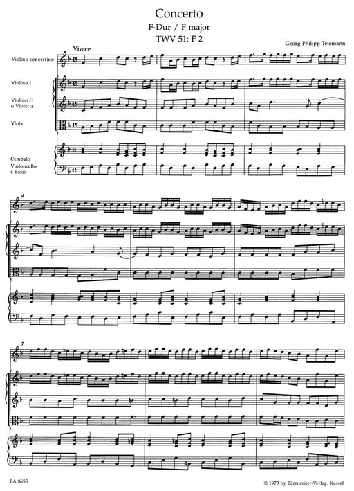 Concerto for Violin and Orchestra F major TWV 51:F2 泰勒曼 協奏曲 小提琴 管弦樂團 騎熊士版 | 小雅音樂 Hsiaoya Music