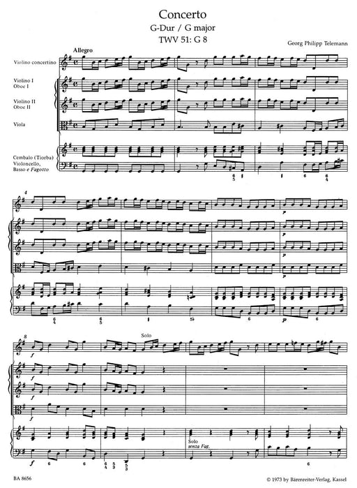 Concerto for Violin and Orchestra G major TWV 51:G8 泰勒曼 協奏曲 小提琴 管弦樂團 騎熊士版 | 小雅音樂 Hsiaoya Music