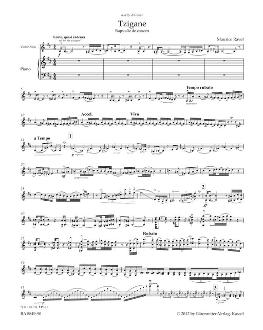 Tzigane -Concert rhapsody for violin and piano- Concert rhapsody for Violin and Piano 拉威爾摩利斯 吉普賽音樂會 狂想曲 小提琴 鋼琴 音樂會 狂想曲 小提琴 鋼琴 騎熊士版 | 小雅音樂 Hsiaoya Music