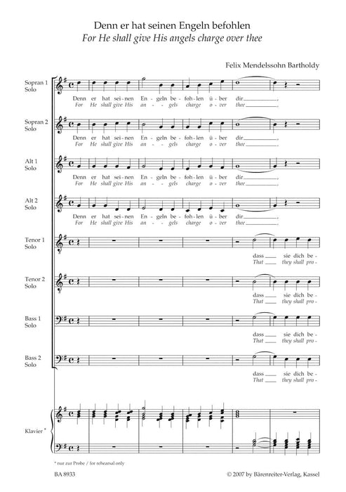 For He shall give His angels charge for acht voices a cappella -Motet- Motet 孟德爾頌菲利克斯 經文歌 騎熊士版 | 小雅音樂 Hsiaoya Music