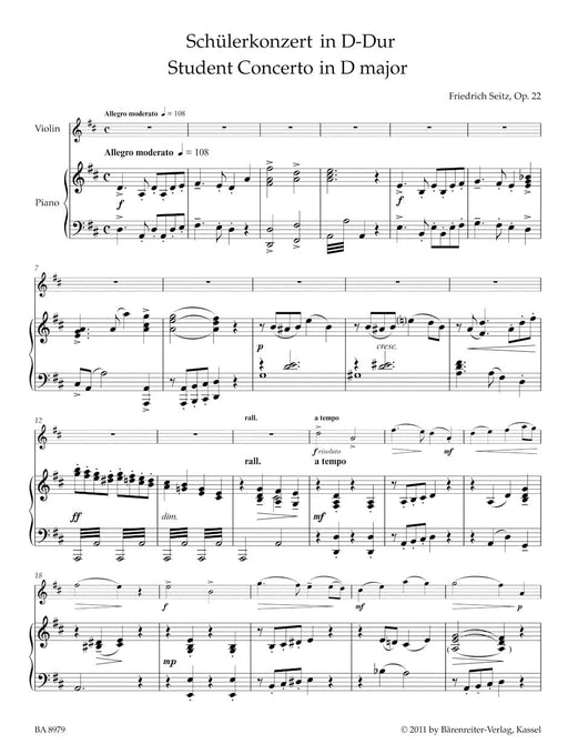Concerto D major op. 22 協奏曲 騎熊士版 | 小雅音樂 Hsiaoya Music
