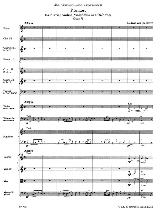 Concerto for Pianoforte, Violin, Violoncello and Orchestra C major op. 56 "Triple Concerto" 貝多芬 協奏曲 鋼琴 小提琴大提琴 管弦樂團 三重協奏曲 騎熊士版 | 小雅音樂 Hsiaoya Music