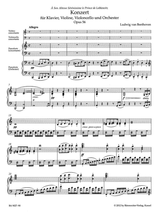 Concerto for Pianoforte, Violin, Violoncello and Orchestra C major op. 56 "Triple Concerto" 貝多芬 協奏曲 鋼琴 小提琴大提琴 管弦樂團 三重協奏曲 騎熊士版 | 小雅音樂 Hsiaoya Music