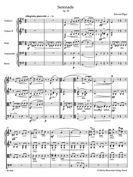Serenade for Strings op. 20 艾爾加 小夜曲 弦樂 騎熊士版 | 小雅音樂 Hsiaoya Music