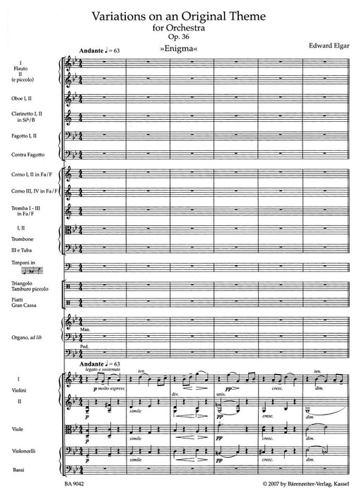 Variations on an Original Theme for Orchestra op. 36 "Enigma" 艾爾加 詠唱調 主題 管弦樂團 騎熊士版 | 小雅音樂 Hsiaoya Music