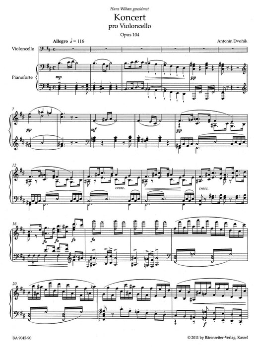 Concerto for Violoncello and Orchestra B minor op. 104 (Arrangement for Violoncello and Piano by the Composer) 德弗札克 協奏曲 大提琴 管弦樂團 編曲 大提琴 鋼琴 作曲家 騎熊士版 | 小雅音樂 Hsiaoya Music