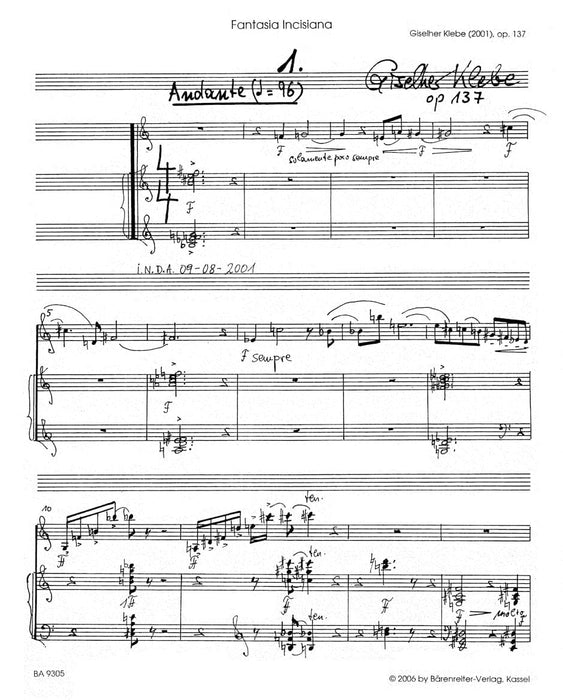 fantasie Incisiana per Violino e Pianoforte op. 137 (2001) 克雷貝 幻想曲 小提琴 鋼琴 騎熊士版 | 小雅音樂 Hsiaoya Music