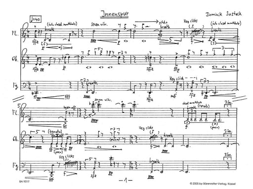 Innenspur für Flöte, Oboe, Fagott (2004) 雙簧管 騎熊士版 | 小雅音樂 Hsiaoya Music
