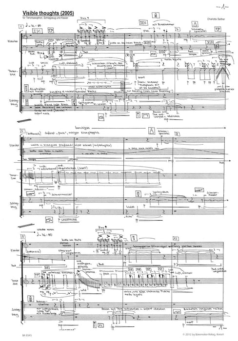Visible thoughts for tenor saxophone, percussion and Piano (2005) 薩氏管擊樂器 鋼琴 騎熊士版 | 小雅音樂 Hsiaoya Music