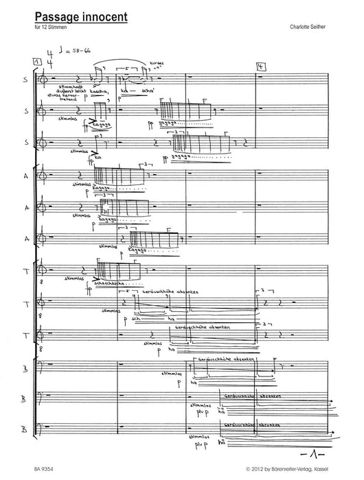 Passage innocent for 12 voices (3S, 3A, 3T, 3B) (2006) 騎熊士版 | 小雅音樂 Hsiaoya Music