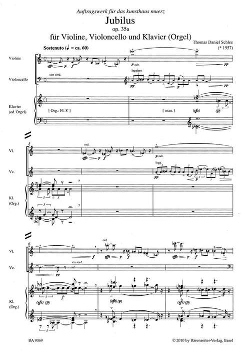 Jubilus für Violine, Violoncello und Klavier (Orgel) op. 35a (2007) 小提琴大提琴 騎熊士版 | 小雅音樂 Hsiaoya Music