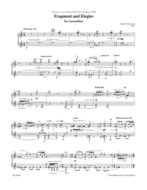 Fragment and Elegies for Accordion (1997) 騎熊士版 | 小雅音樂 Hsiaoya Music