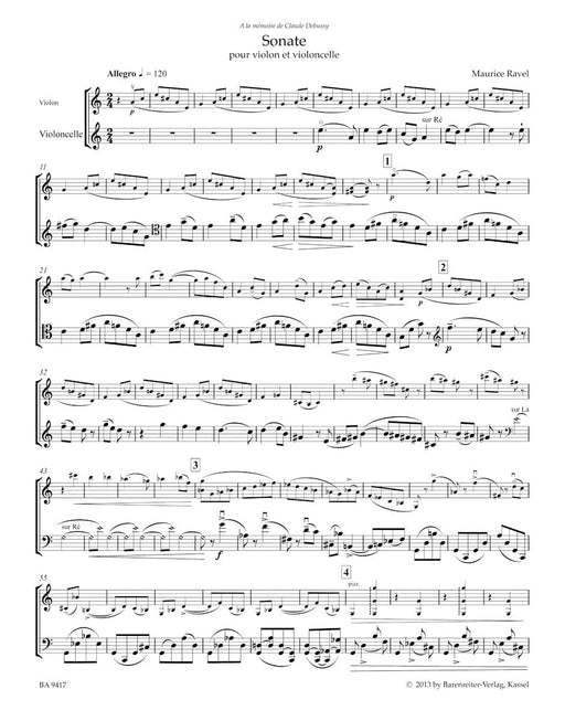 Sonata in vier Parts for Violin and Violoncello 拉威爾摩利斯 奏鳴曲 小提琴 大提琴 騎熊士版 | 小雅音樂 Hsiaoya Music
