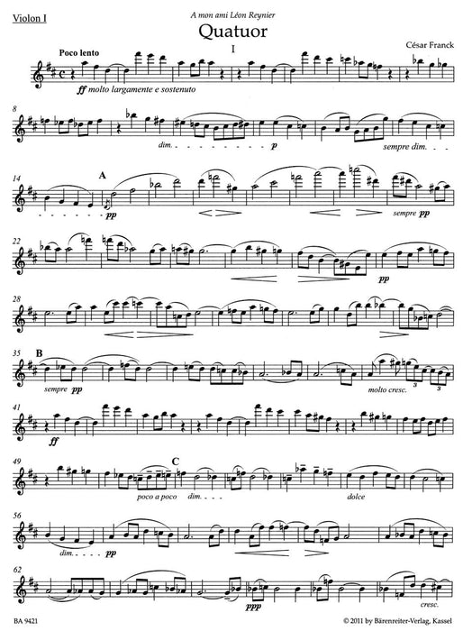Quartett für zwei Violinen, Viola und Violoncello 法朗克賽札爾 四重奏 小提琴 中提琴 大提琴 騎熊士版 | 小雅音樂 Hsiaoya Music