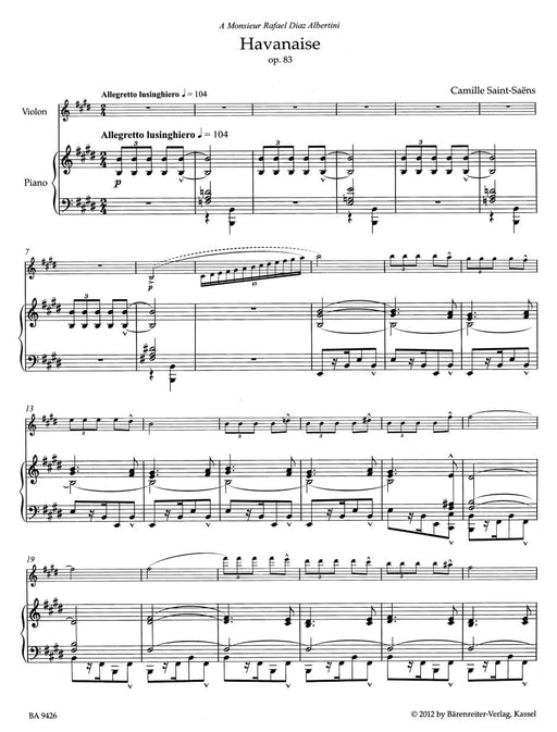Havanaise for Violin and Piano op. 83 聖桑斯 小提琴 鋼琴 騎熊士版 | 小雅音樂 Hsiaoya Music