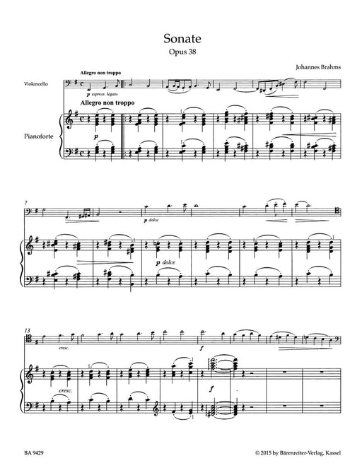 Sonata for Violoncello and Piano in E minor op. 38 布拉姆斯 奏鳴曲 大提琴 鋼琴 騎熊士版 | 小雅音樂 Hsiaoya Music