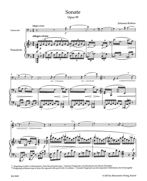 Sonata for Violoncello and Piano F major op. 99 布拉姆斯 奏鳴曲 大提琴 鋼琴 騎熊士版 | 小雅音樂 Hsiaoya Music