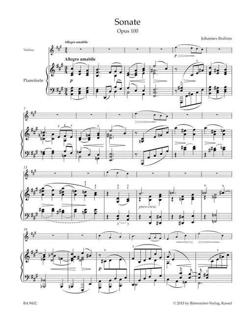 Sonata for Violin and Piano in A major op. 100 布拉姆斯 奏鳴曲 小提琴 鋼琴 騎熊士版 | 小雅音樂 Hsiaoya Music