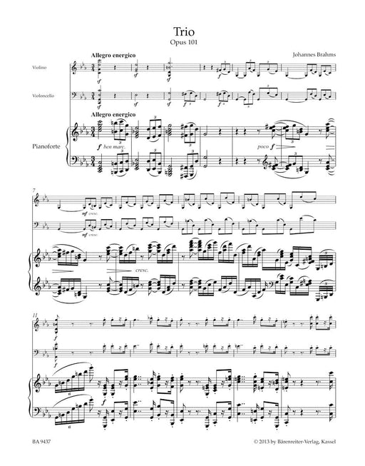 Trio for Violin, Violoncello and Piano op. 101 布拉姆斯 三重奏 小提琴大提琴 鋼琴 騎熊士版 | 小雅音樂 Hsiaoya Music