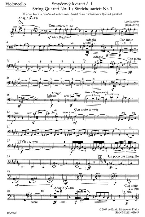 String Quartet Nr. 1 (Angeregt durch "Die Kreutzersonate" von Leo Tolstoi) 弦樂四重奏 騎熊士版 | 小雅音樂 Hsiaoya Music