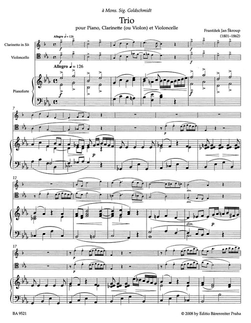 Trio für Klavier, Klarinette (oder Violine) und Violoncello Es-Dur op. 27 三重奏 小提琴 大提琴 騎熊士版 | 小雅音樂 Hsiaoya Music