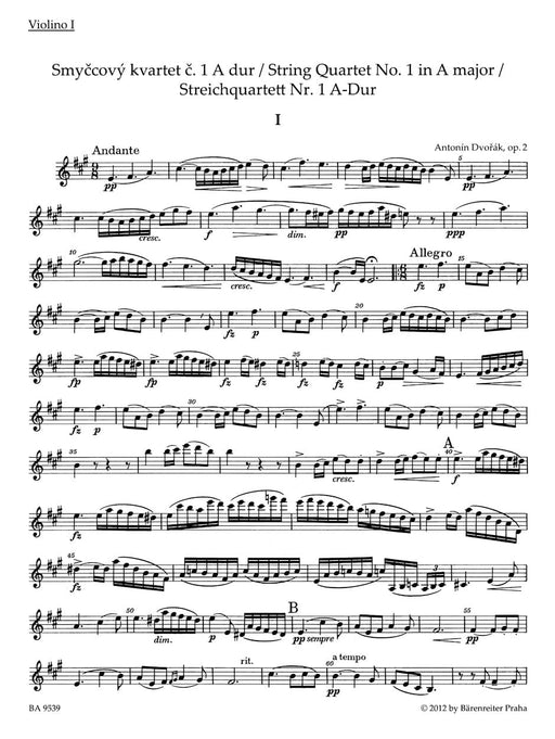 String Quartet Nr. 1 A major op. 2 德弗札克 弦樂四重奏 騎熊士版 | 小雅音樂 Hsiaoya Music