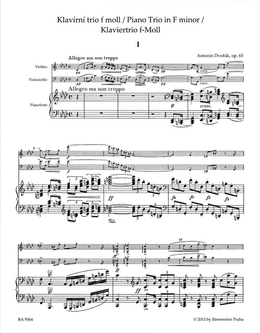 Piano Trio F minor op. 65 德弗札克 鋼琴 三重奏 騎熊士版 | 小雅音樂 Hsiaoya Music