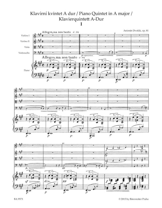 Piano Quintet A major op. 81 德弗札克 鋼琴 五重奏 騎熊士版 | 小雅音樂 Hsiaoya Music