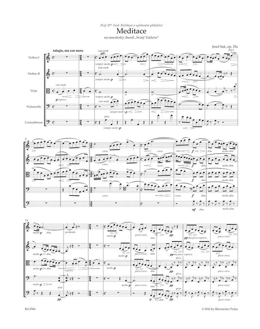 Meditation on the Old Czech Hymn "St Wenceslas" for String Orchestra op. 35a 蘇克 讚美歌 弦樂團 騎熊士版 | 小雅音樂 Hsiaoya Music
