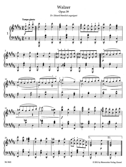 Waltzes op. 39 布拉姆斯 圓舞曲 騎熊士版 | 小雅音樂 Hsiaoya Music