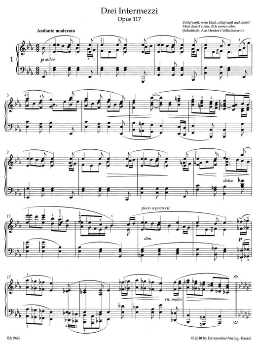 Three Intermezzi op. 117 布拉姆斯 間奏曲 騎熊士版 | 小雅音樂 Hsiaoya Music