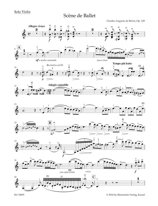 ScÞne de Ballet op. 100 (Arranged for Violin and Piano) 貝里歐奧古斯特 芭蕾 小提琴 鋼琴 騎熊士版 | 小雅音樂 Hsiaoya Music