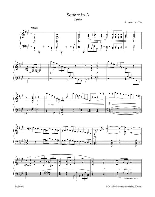 Sonata for Piano A major D 959 舒伯特 奏鳴曲 鋼琴 騎熊士版 | 小雅音樂 Hsiaoya Music