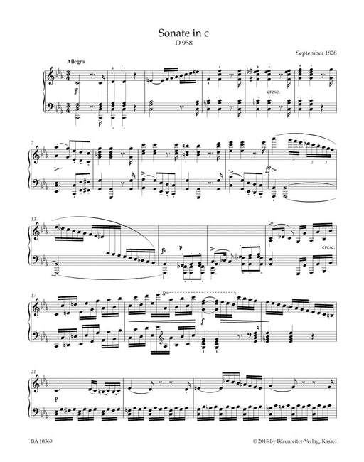 Sonata for Piano C minor D 958 舒伯特 奏鳴曲 鋼琴 騎熊士版 | 小雅音樂 Hsiaoya Music