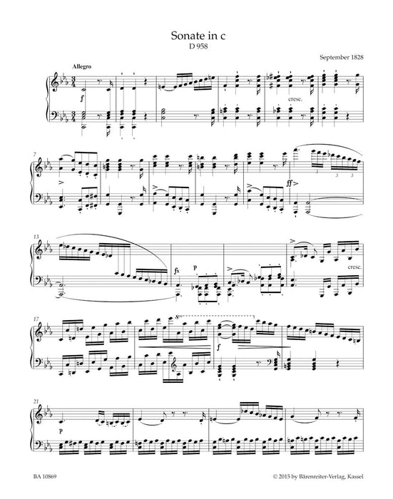 Sonata for Piano C minor D 958 舒伯特 奏鳴曲 鋼琴 騎熊士版 | 小雅音樂 Hsiaoya Music