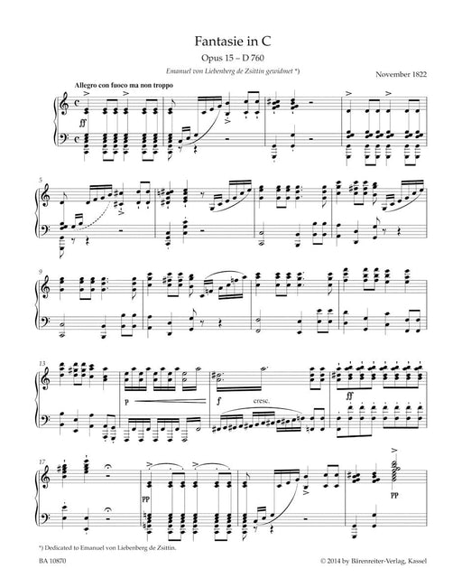 Fantasy for Piano C major op. 15 D 760 "Wanderer Fantasy" 舒伯特 幻想曲 鋼琴 幻想曲 騎熊士版 | 小雅音樂 Hsiaoya Music