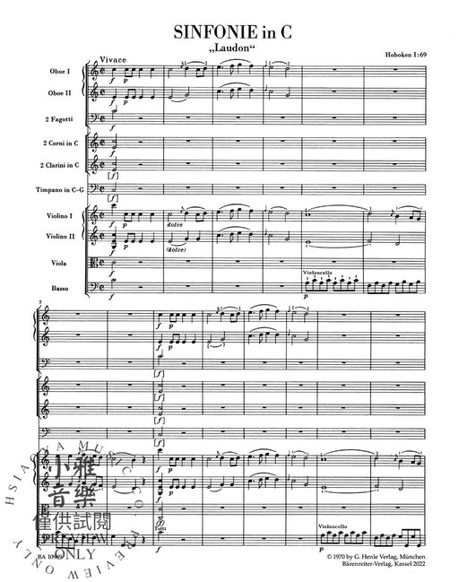 Symphony in C major Hob. I:69 Laudon 海頓 交響曲大調 管弦樂團 熊騎士版(小熊版) | 小雅音樂 Hsiaoya Music
