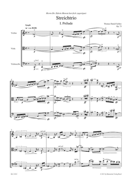 String trio for Violin, Viola and Violoncello op. 75 (2007) 弦樂 三重奏 小提琴 中提琴 大提琴 騎熊士版 | 小雅音樂 Hsiaoya Music