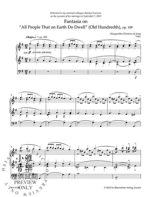 Fantasia on "All People That on Earth Do Dwell" 幻想曲 管風琴 熊騎士版(小熊版) | 小雅音樂 Hsiaoya Music