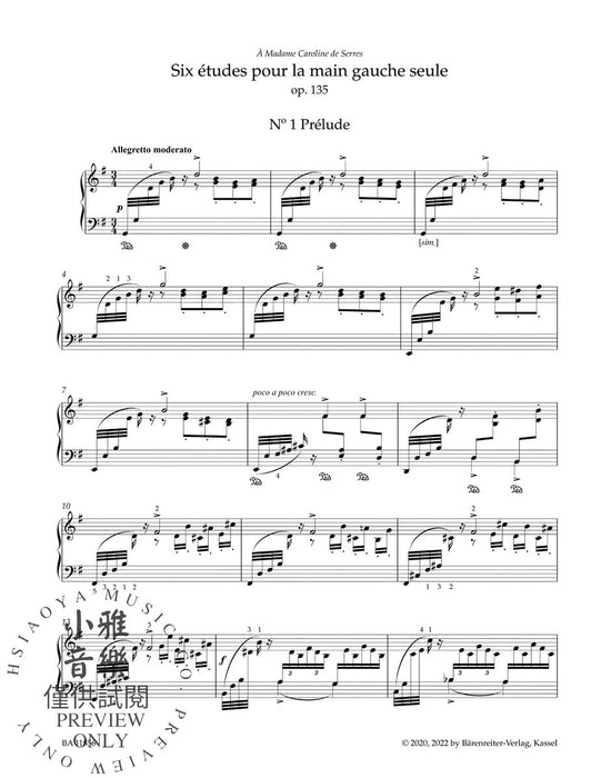 Six Études pour la main gauche seule for Piano op. 135 R 54 聖桑斯 鋼琴 熊騎士版(小熊版) | 小雅音樂 Hsiaoya Music