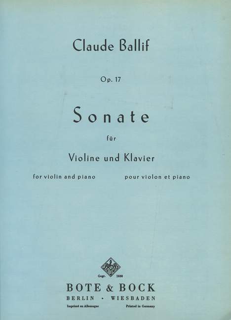 Sonata op. 17 巴利夫 奏鳴曲 小提琴加鋼琴 柏特-柏克版 | 小雅音樂 Hsiaoya Music