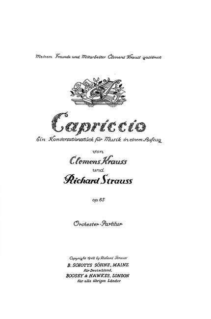 Capriccio op. 85 A conversation piece for music 史特勞斯理查 隨想曲 小品 總譜 博浩版 | 小雅音樂 Hsiaoya Music
