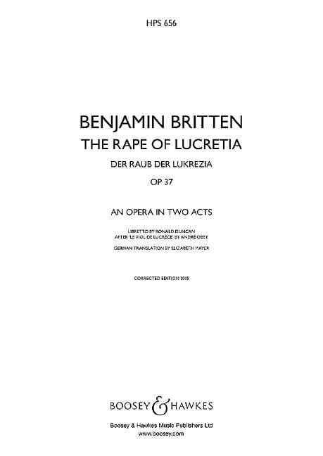 The Rape of Lucretia op. 37 Opera in two acts 布瑞頓 饒舌歌 歌劇 總譜 博浩版 | 小雅音樂 Hsiaoya Music