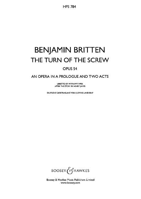 The Turn of the Screw op. 54 Opera in a prologue and two acts 布瑞頓 旋螺絲碧廬冤孽 歌劇 開場白 總譜 博浩版 | 小雅音樂 Hsiaoya Music